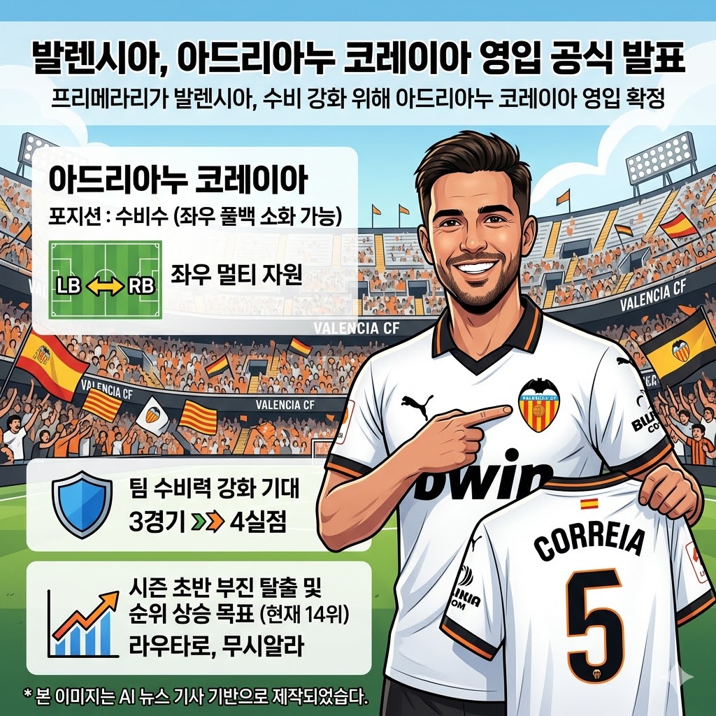 발렌시아, `수비 SOS` 코레이아 긴급 수혈!